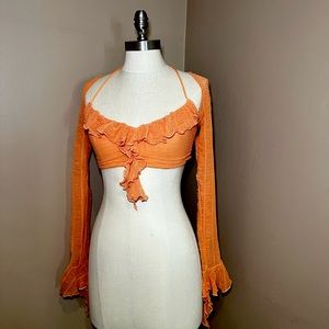 Long sleeve boho crop top